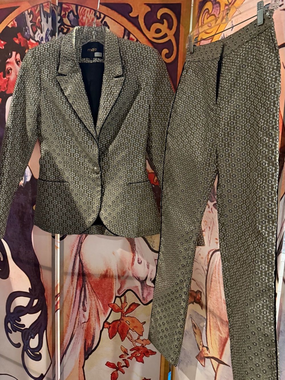 Maje Paris Floral Jacquard Pant Suit -Sz 36